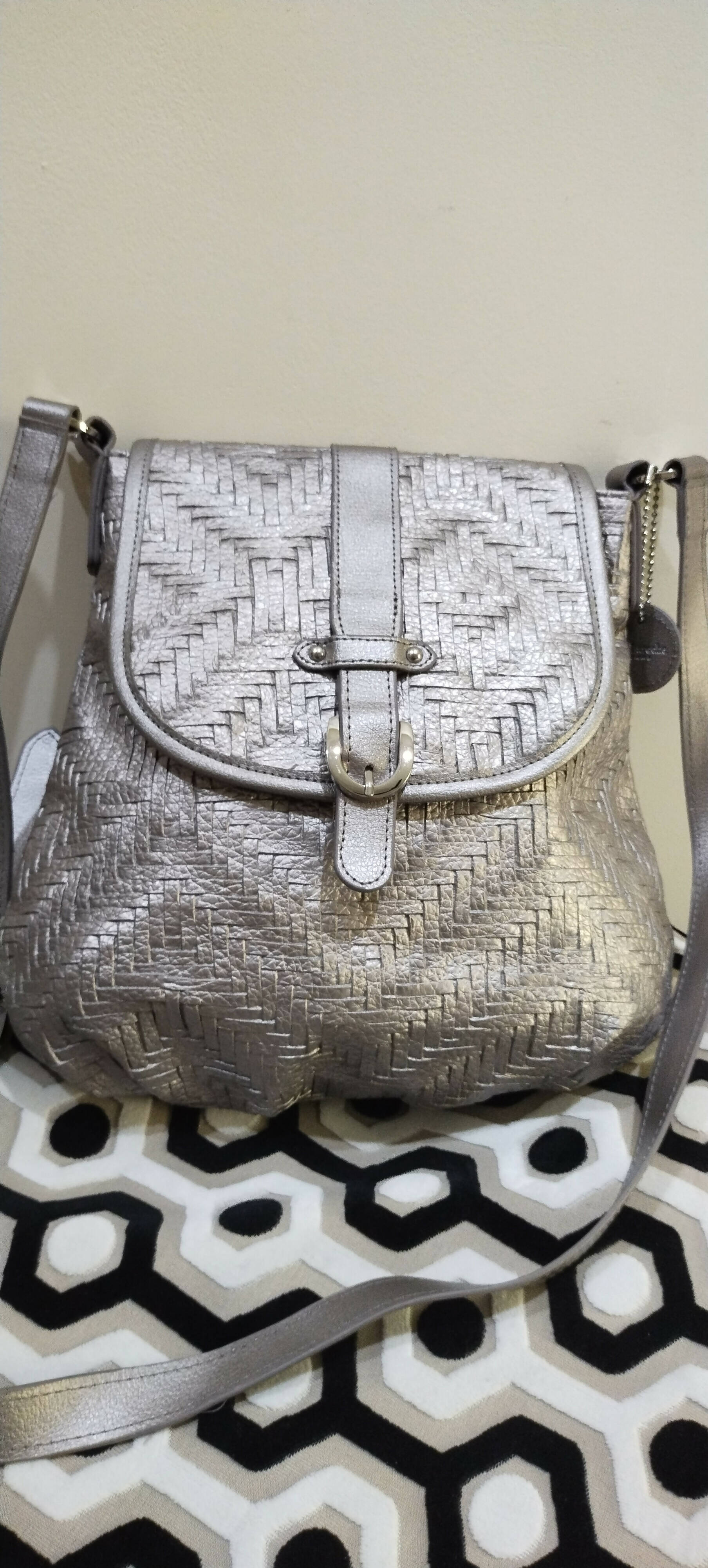 Silver Metallic Cross Body Bag (Size: M ) | Women Bags | New