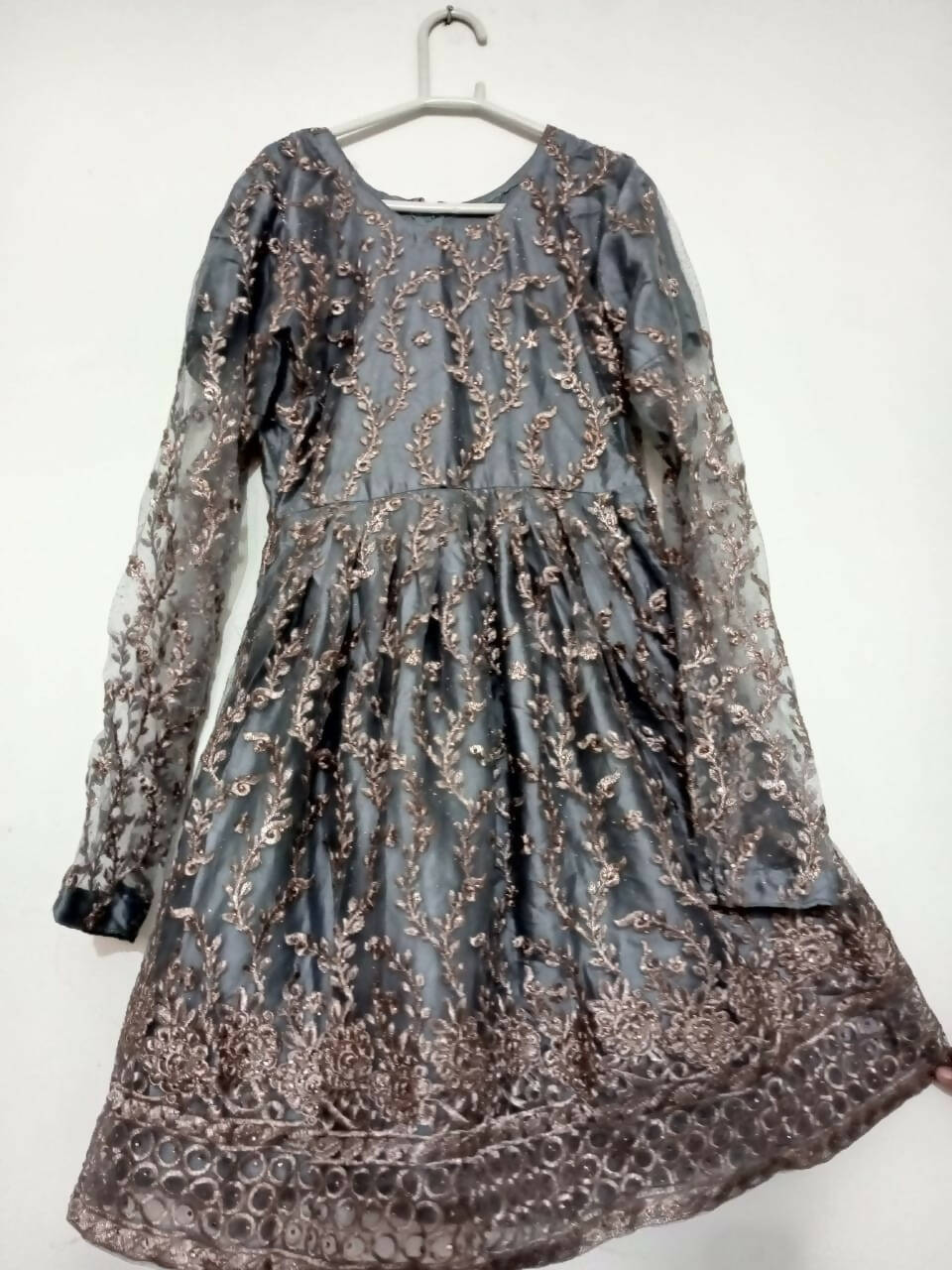 Gray Peplum With Gharara | Women Formals | Small | Worn Once