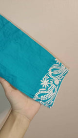 Sky Blue Simple Embroidered Kurta | Women Locally Made Kurta | X-Small | New