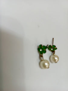 Green Floral Earrings | Women Jewellery | Small | Worn Once