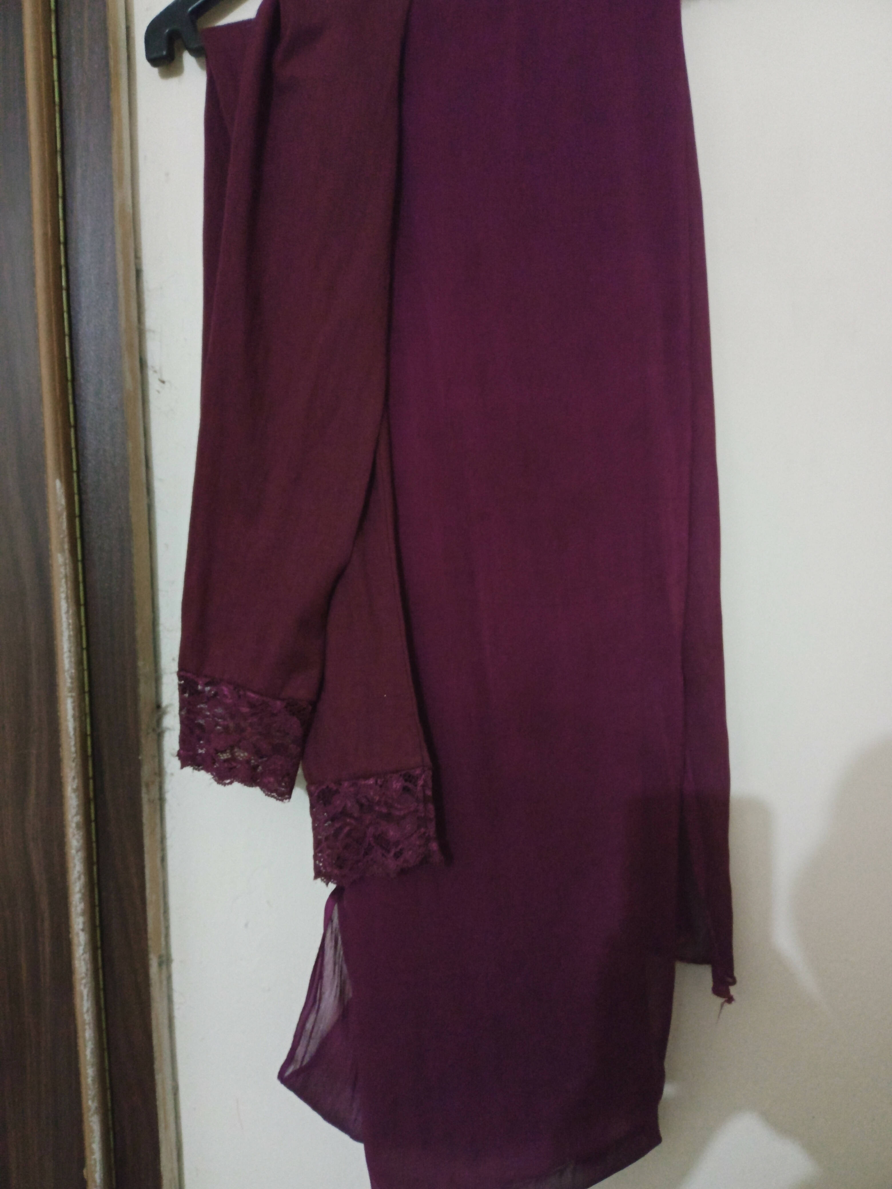 Stylish Maroon Velvet Suit | Women Froks & Maxis| Large | Worn Once