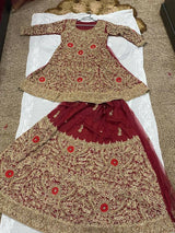 Luxurious Red Lehnga Dupatta Wedding Baraat Suit | Women Bridals | Small | Worn Once