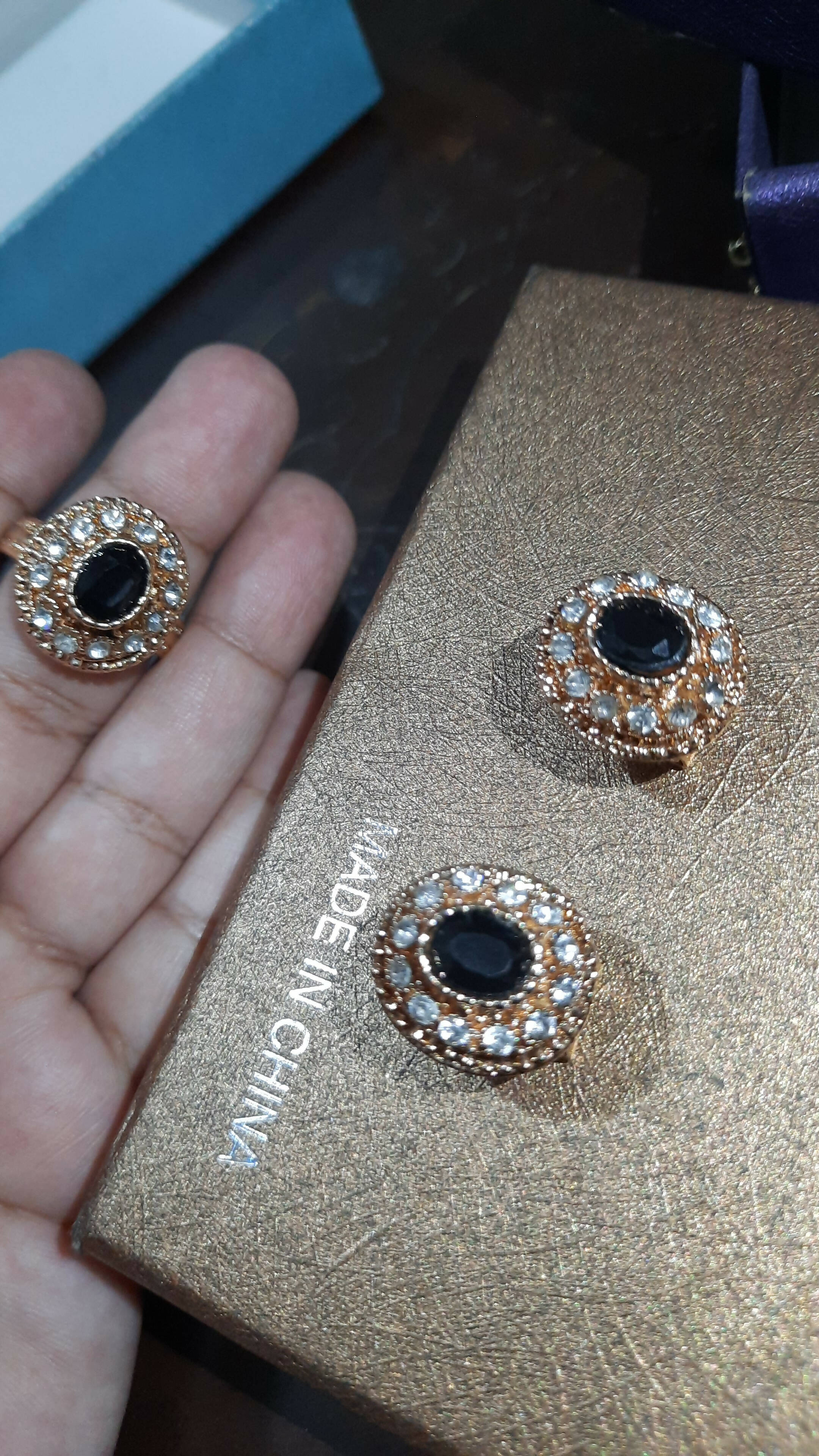 Beautiful Studs with Black Stone and Ring | Women Jewelry | New