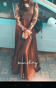 Brown Silk Maxi| Women Formals Froks & Maxis |Large| Worn Once