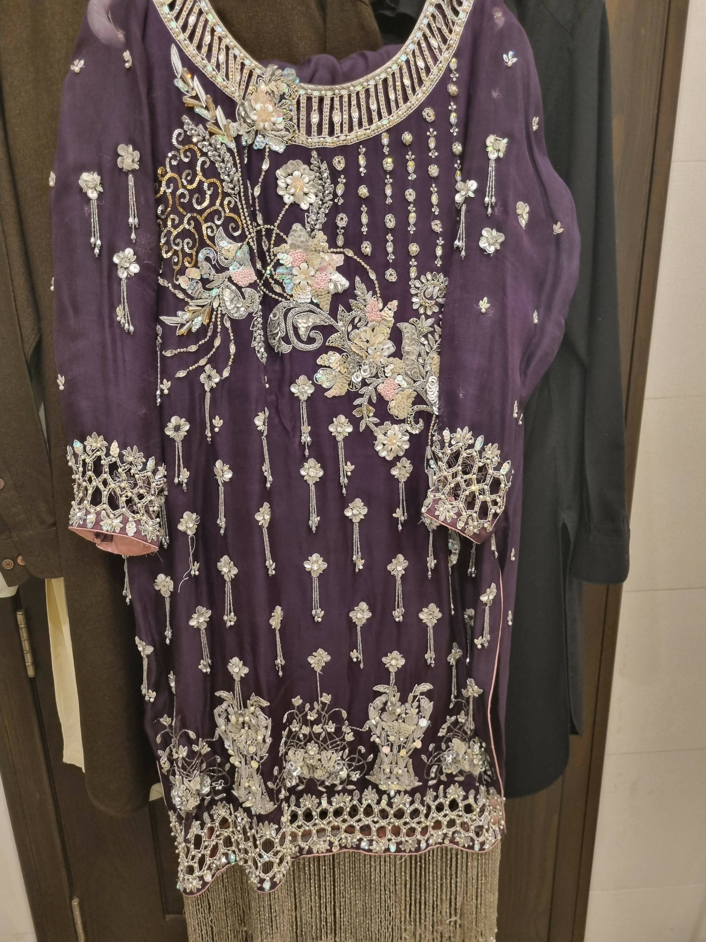 Dark Purple Organza Suit | Women Locally Made Formals | X-Large | Preloved