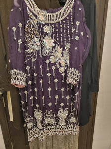 Dark Purple Organza Suit | Women Locally Made Formals | X-Large | Preloved