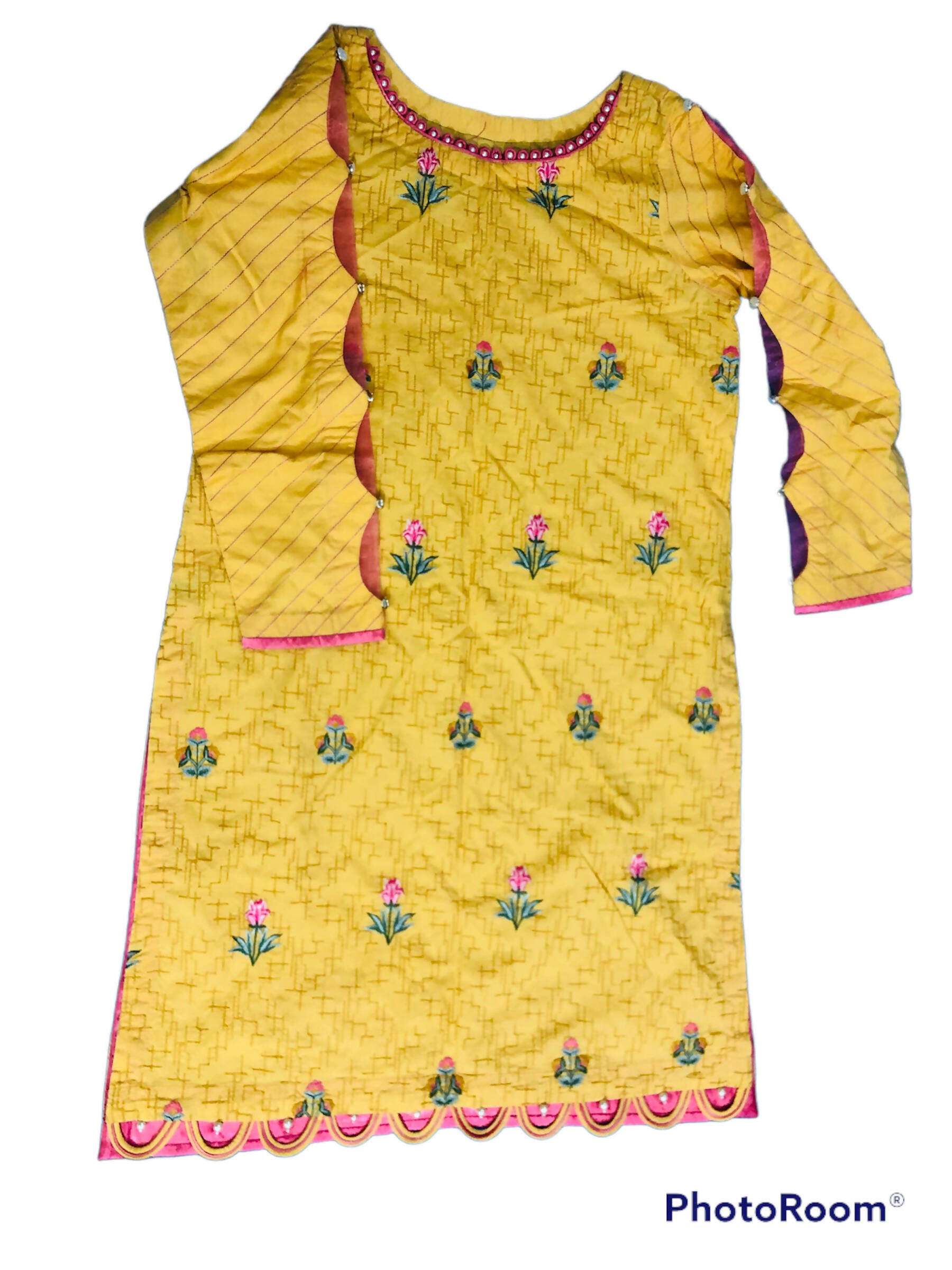 Sapphire | Yellow 3 PC | Women Branded Kurta | Medium | Preloved