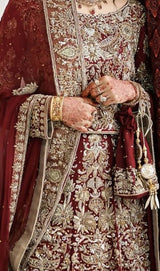 Ajwa Bridal | Heavy Bloody Red Bridal Baraat Suit | Women Bridals | Small | Worn Once