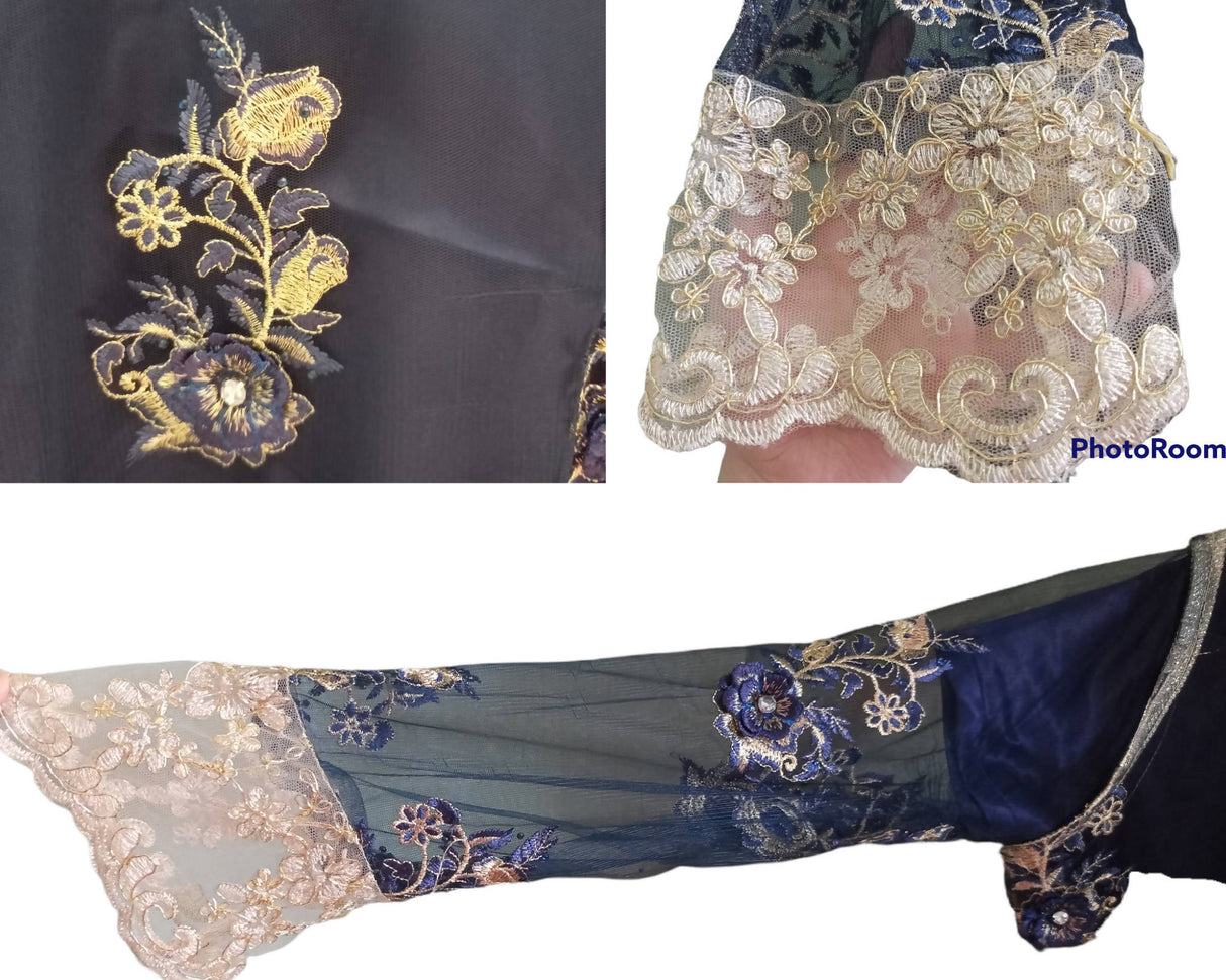 Blue 3 Pcs Stitched Suit | Women Locally Made Formals | Medium | Preloved