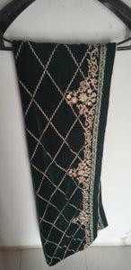 Dark green embroidery shawl | Women Dupattas & Shawls | Worn Once
