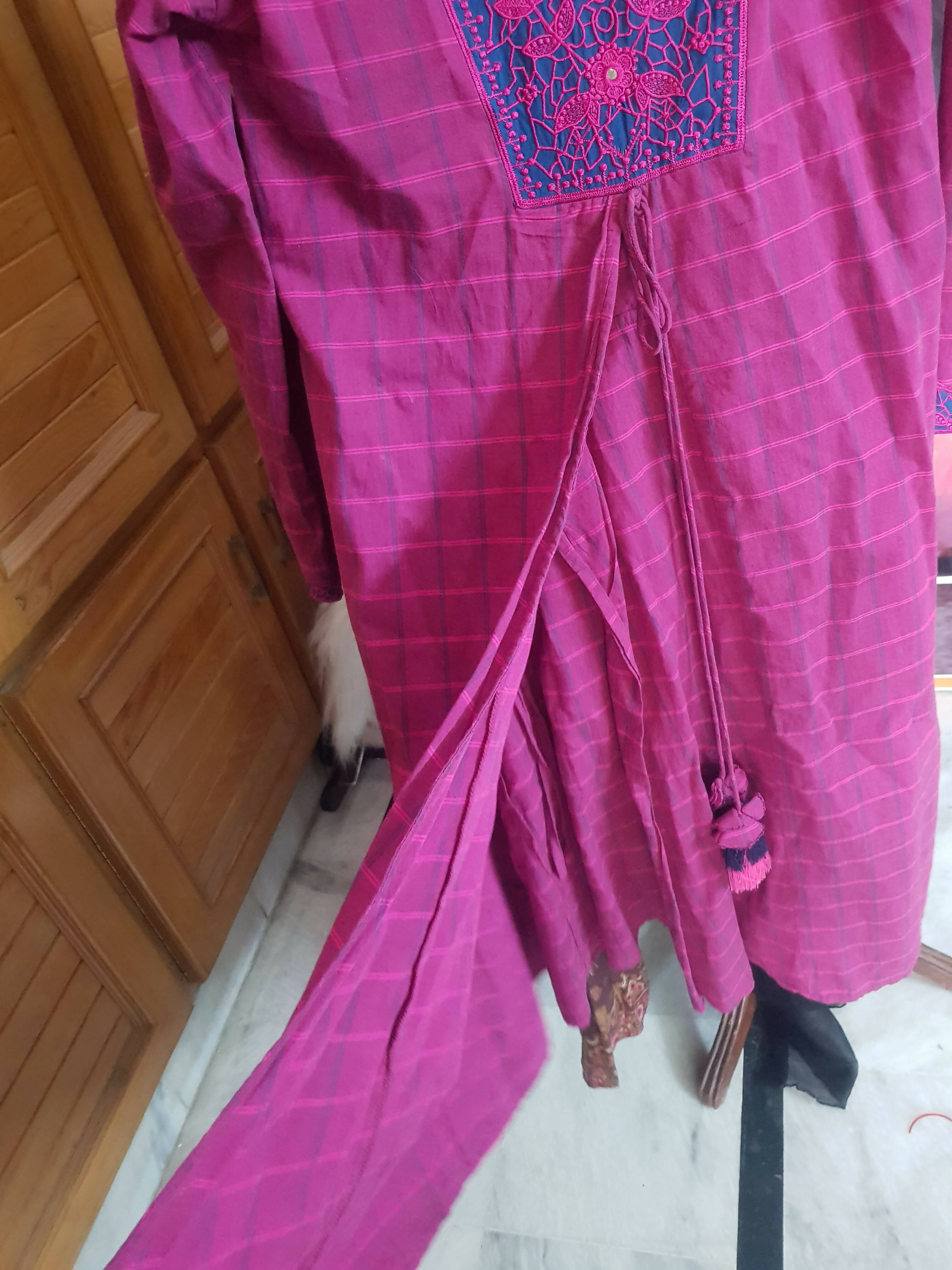 Ethnic | Pink flared Embroidered shirt | Women Branded Kurta |Small | Worn Once