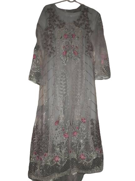 Grey Net Frock | Women Frocks & Maxis | Small | Preloved