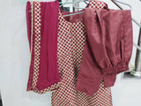 Maroon Color 3 Pc Suit | Women Locally Made Formals | Medium | Worn Once