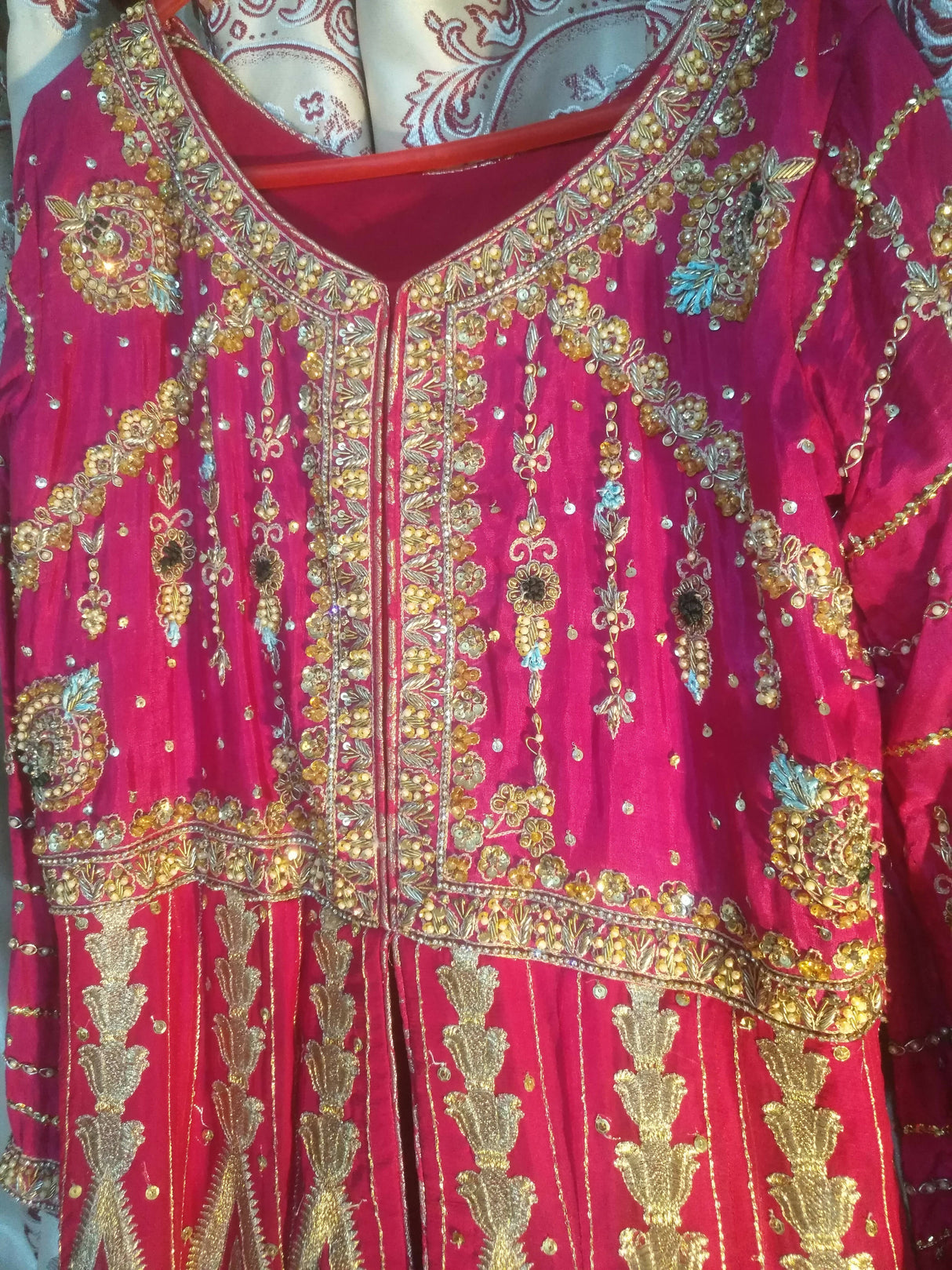 Embroidered Maxi with Banarsi Sharara | Women Locally Made Formals | Small | Preloved