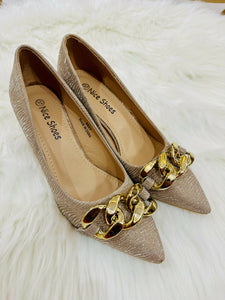 Nice Shoes | Golden Block heels | Women Shoes | Size : 36 | New