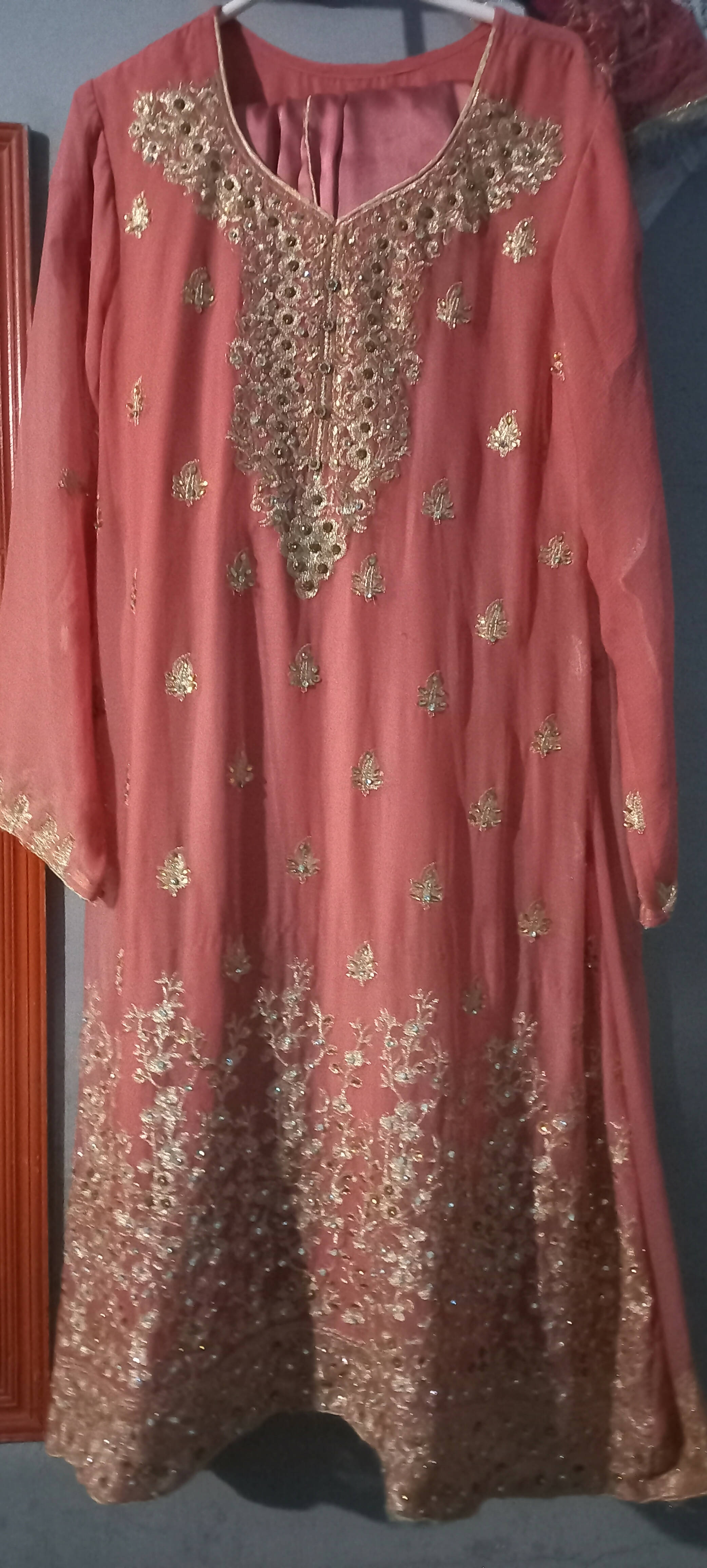 3 piece embroided chiffon Frock (Size: M ) | Women Frocks & Maxis | Worn Once