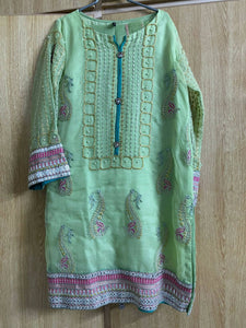 Charizma | Pure Chiffon Green 3 Pc Suit| Women Barnded Formals |Large | Worn Once