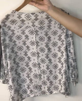 Outfitters | White Black Printed Bohemian Top | Women Tops & Shirts | Small | Preloved