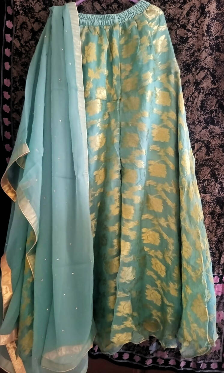 AK collection | Blue Embroidered 3 piece chiffon dress | Women Branded Kurtas| Brand New