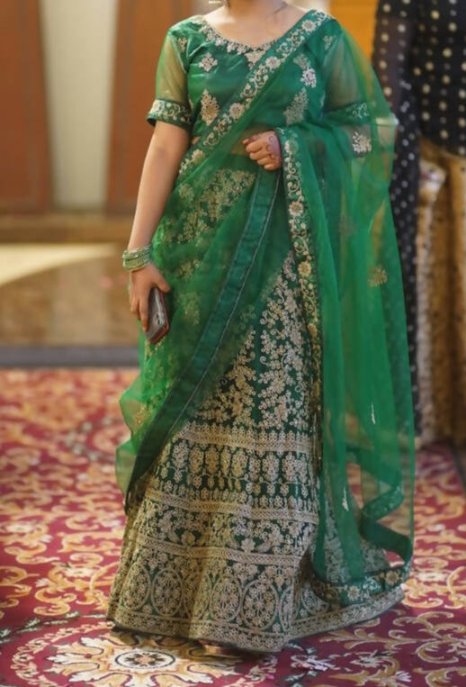 Traditional Green lehnga | Women Locally Made Formals | Small to Medium | Worn Once