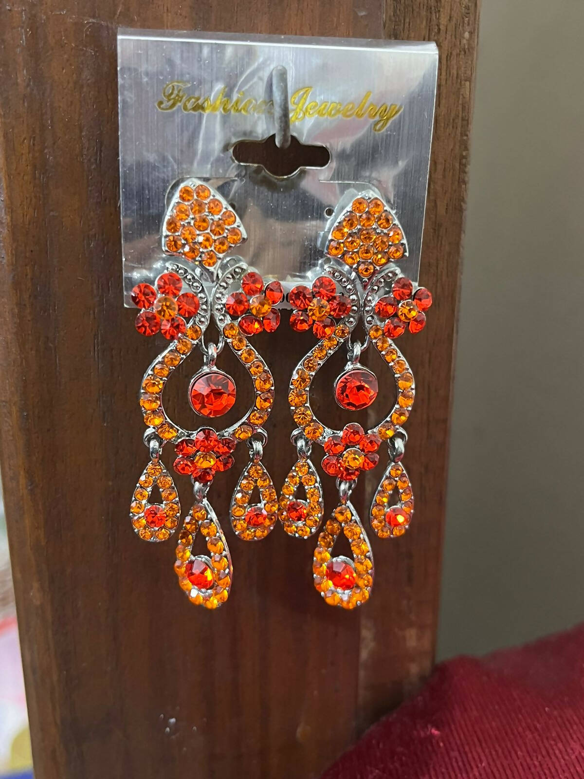 Imported (USA) | Red Orange Fancy Earrings | Women Jewelry | New