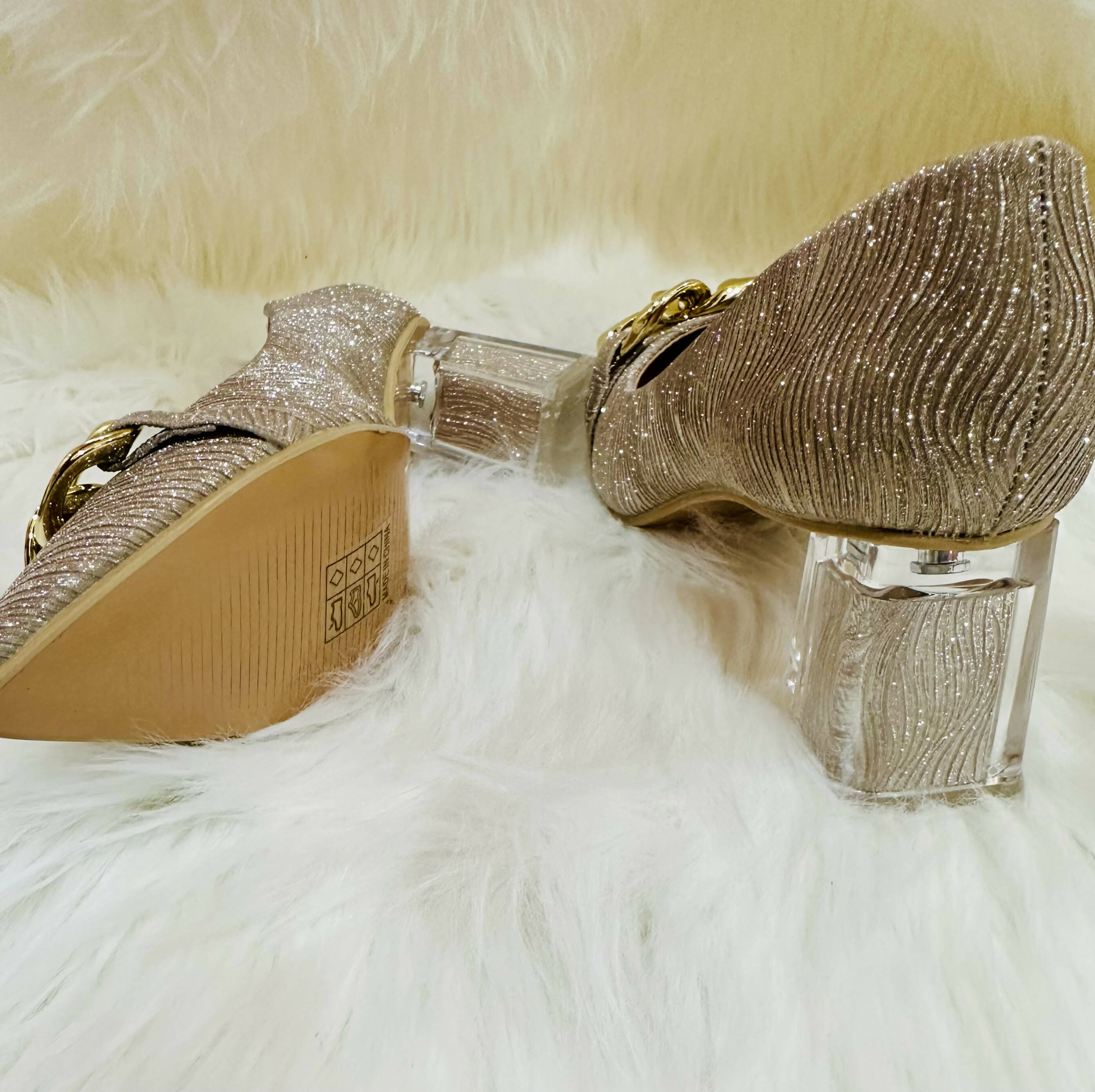 Nice Shoes | Golden Block heels | Women Shoes | Size : 36 | New