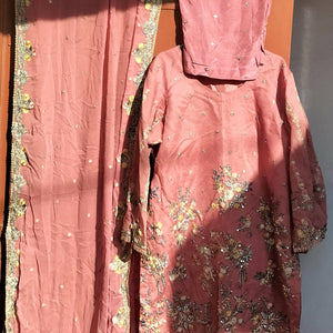 Tea Pink Party Wear Suit | Women Locally Made Formals | X Large | Worn Once