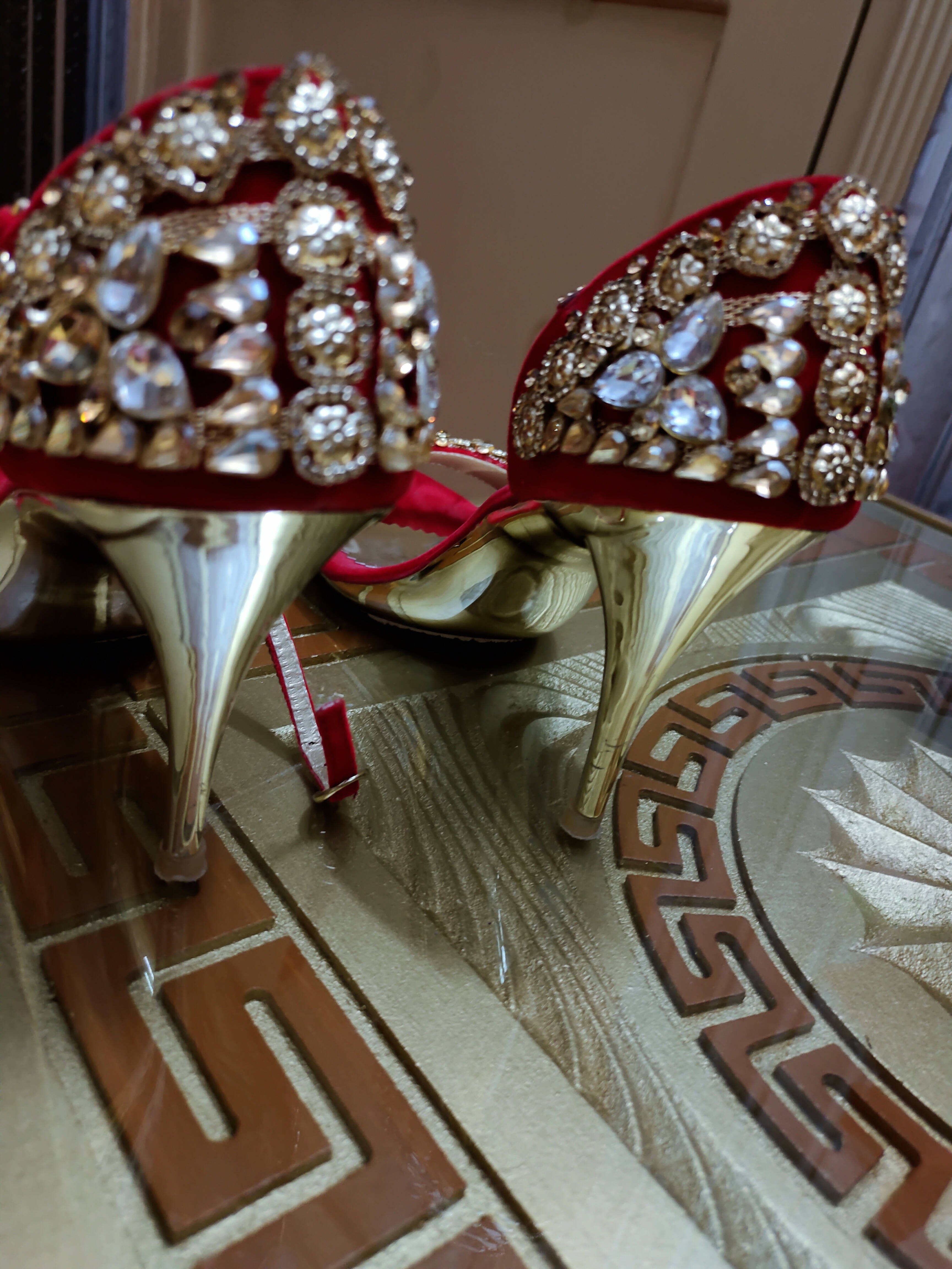 Gold rhinestone wedding clearance shoes