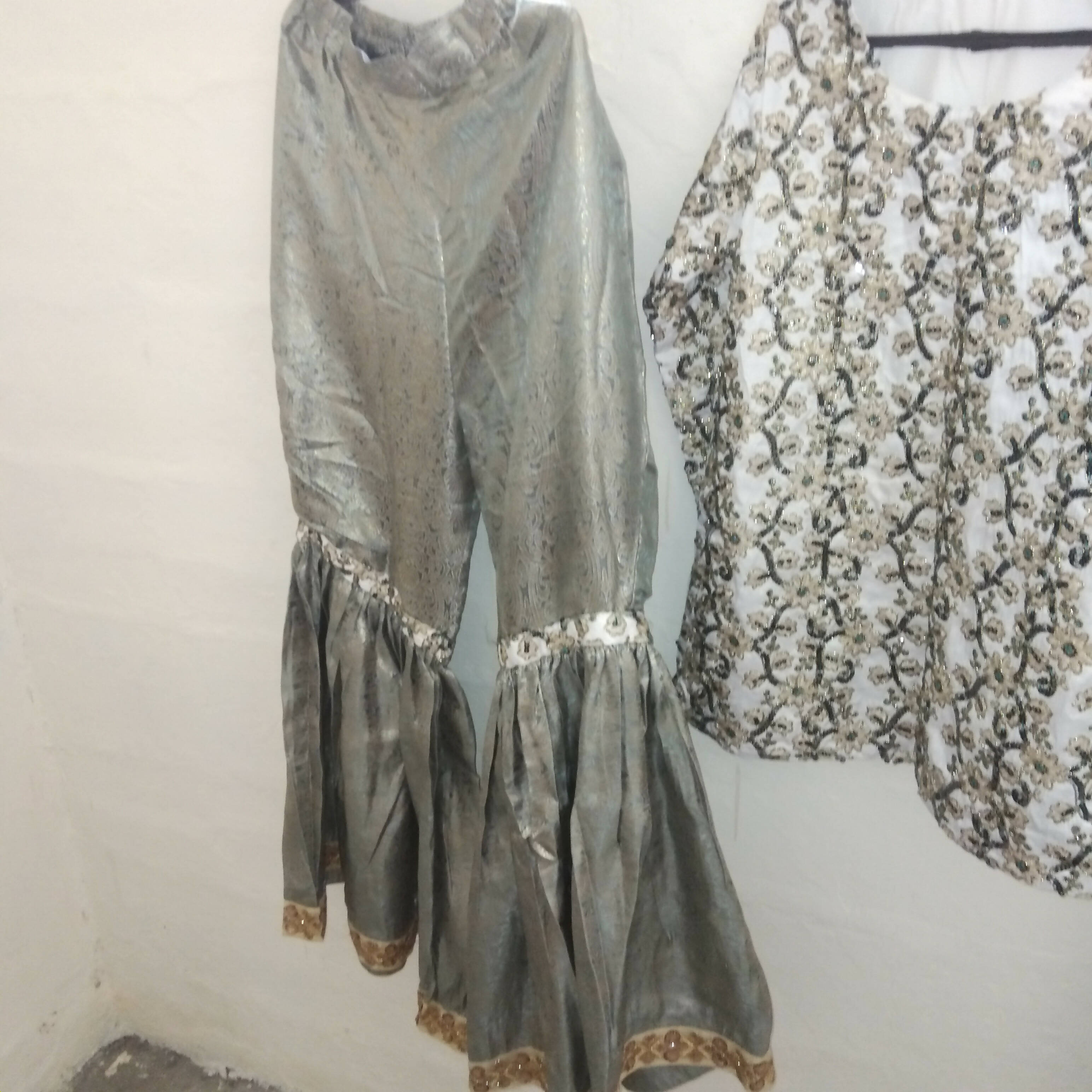 Silver Formal Gharara (Size: M ) | Women Formals | Worn Once