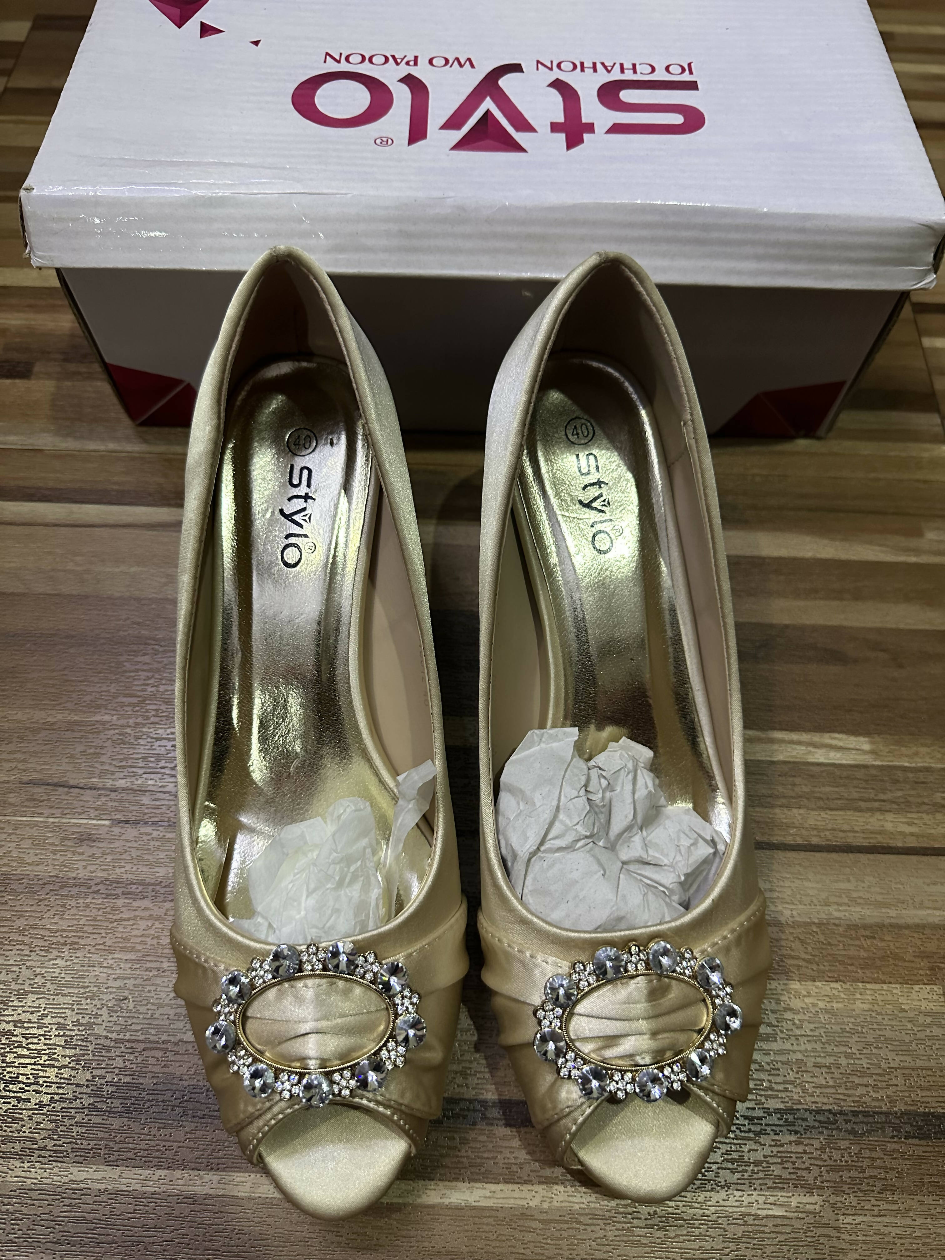 Stylo | Golden Women Heels | Women Shoes | Size: 40 | New