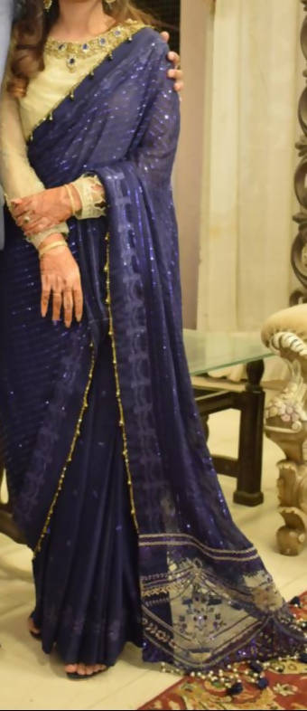 Blue Saree | Sari | Women Formal | Preloved