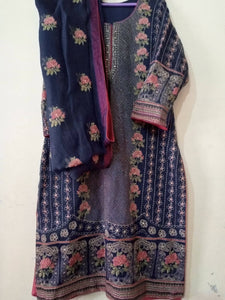 Bareeze | Blue Stitched 3 pcs Suit | Women Branded Kurta | Worn Once