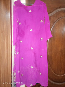 3 PC embroidered chiffon fancy Suit | Women Locally Made Kurta | Medium | Worn Once