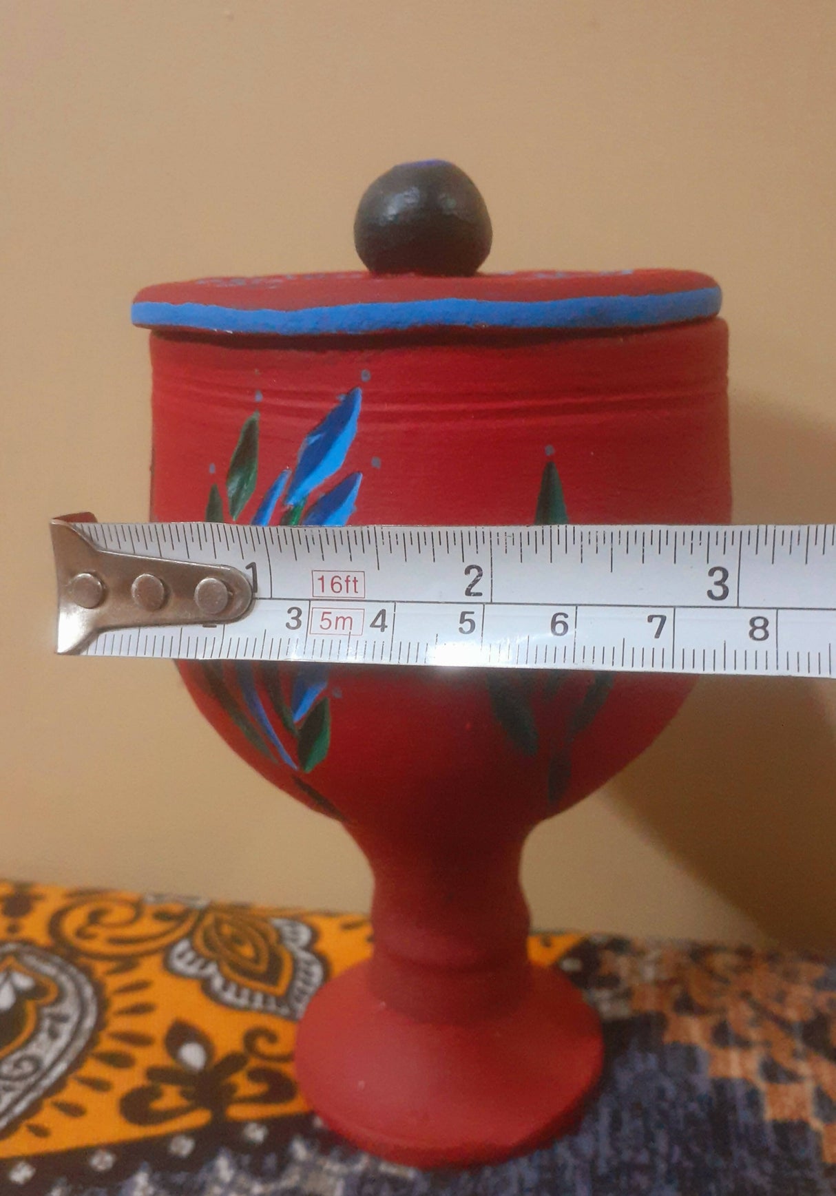 Clay Glass | Handmade Painted Glass with lid | For Your Home | Home & Decor | Size: 5 x 3 x 3 |New