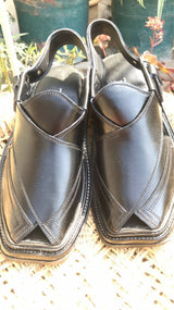 Black Peshawari Sandal | Men Accessories & Footwear | Chappals & Sandals | Size: 10 | New