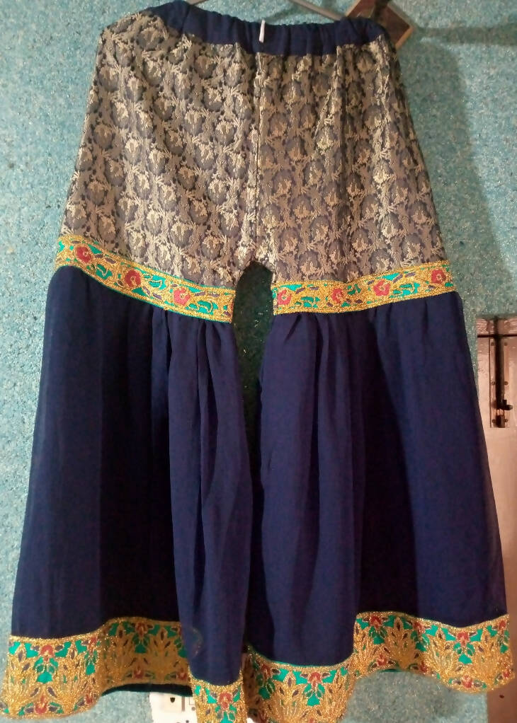 Blue Short shirt with Sharara | Embroidered Golden touch | Fancy Dress