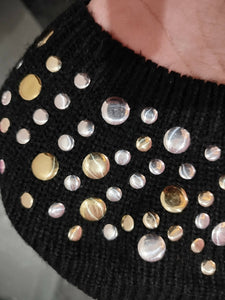 Black Cap with Pearls | Kids Winter | Size: 1-2 Yr Baby | New