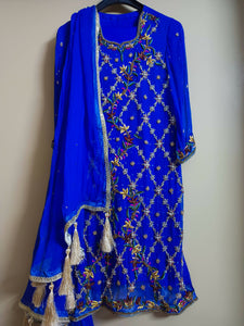 Blue 3 Piece handwork suit | Women Shalwar Kameez | Preloved