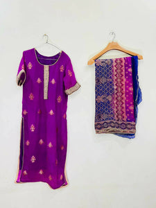 Purple Banarsi Suit| Women Locally Made Formals | Medium | Preloved