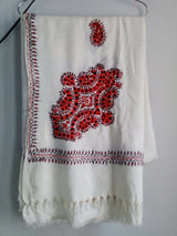 Red & Black Handmade Embroidered Shawl | Women Accessories | Large | New