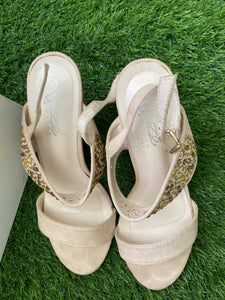 Unze London | Beige Heels | Women Shoes | Size 38 | Preloved