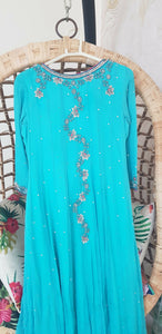 Blue Fancy Maxi Long Dress | Women Formal Frocks & Maxis |Small| Preloved