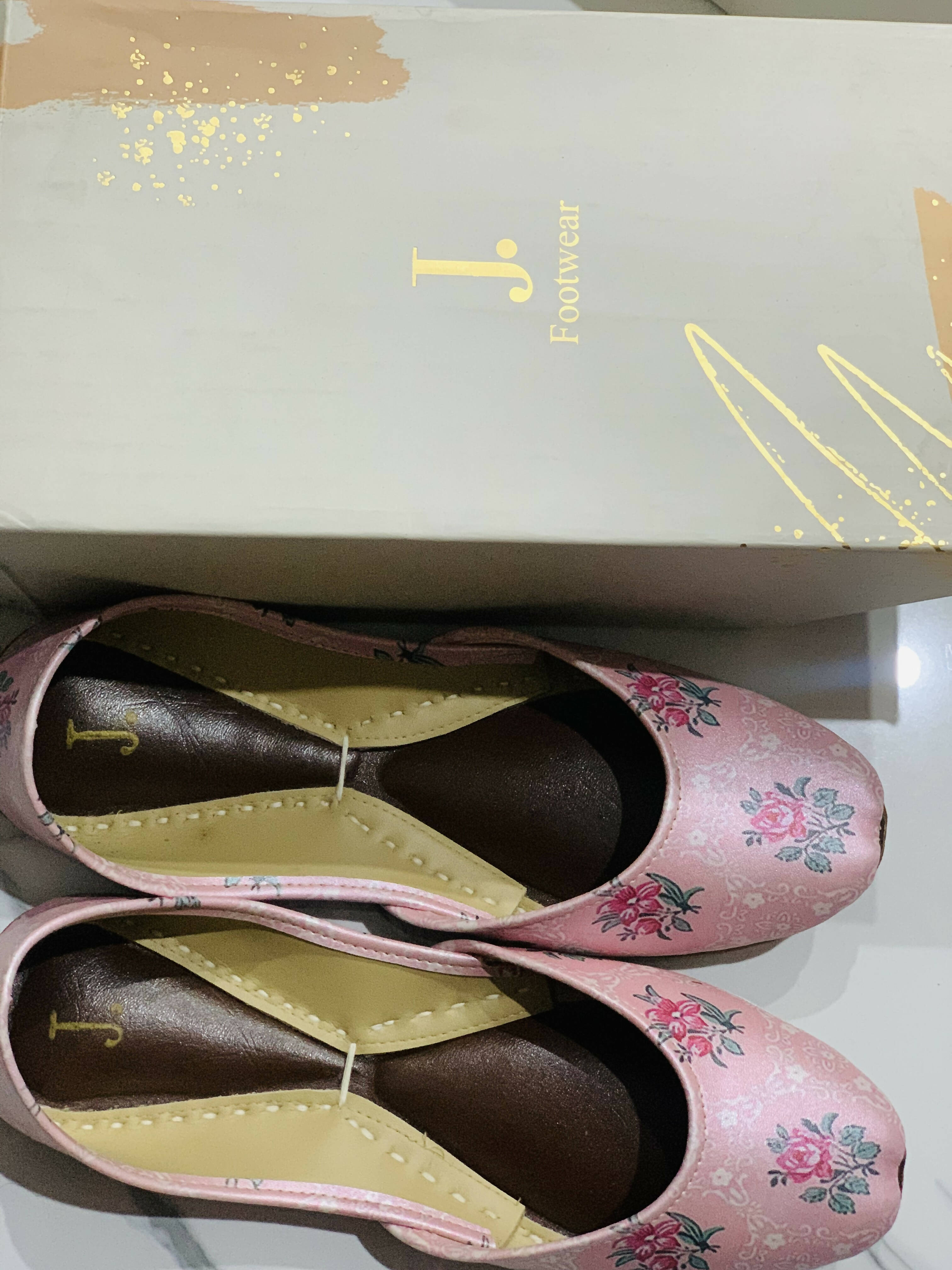 Junaid Jamshed | Floral Pink Khussa | Women Shoes | Brand New