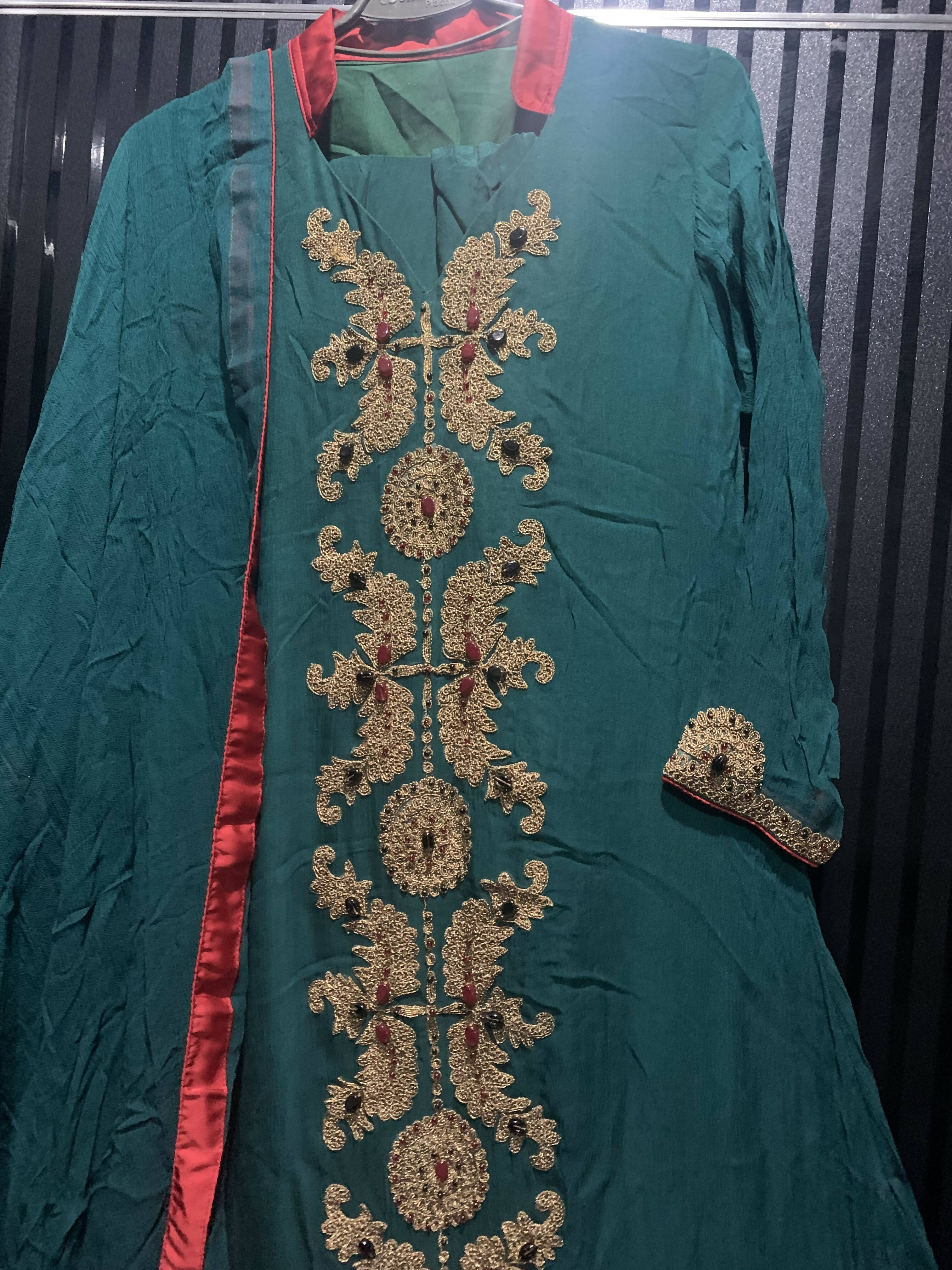 Agha Noor | Green Long Maxi (size: L) | Women Frocks & Maxis | Worn Once.