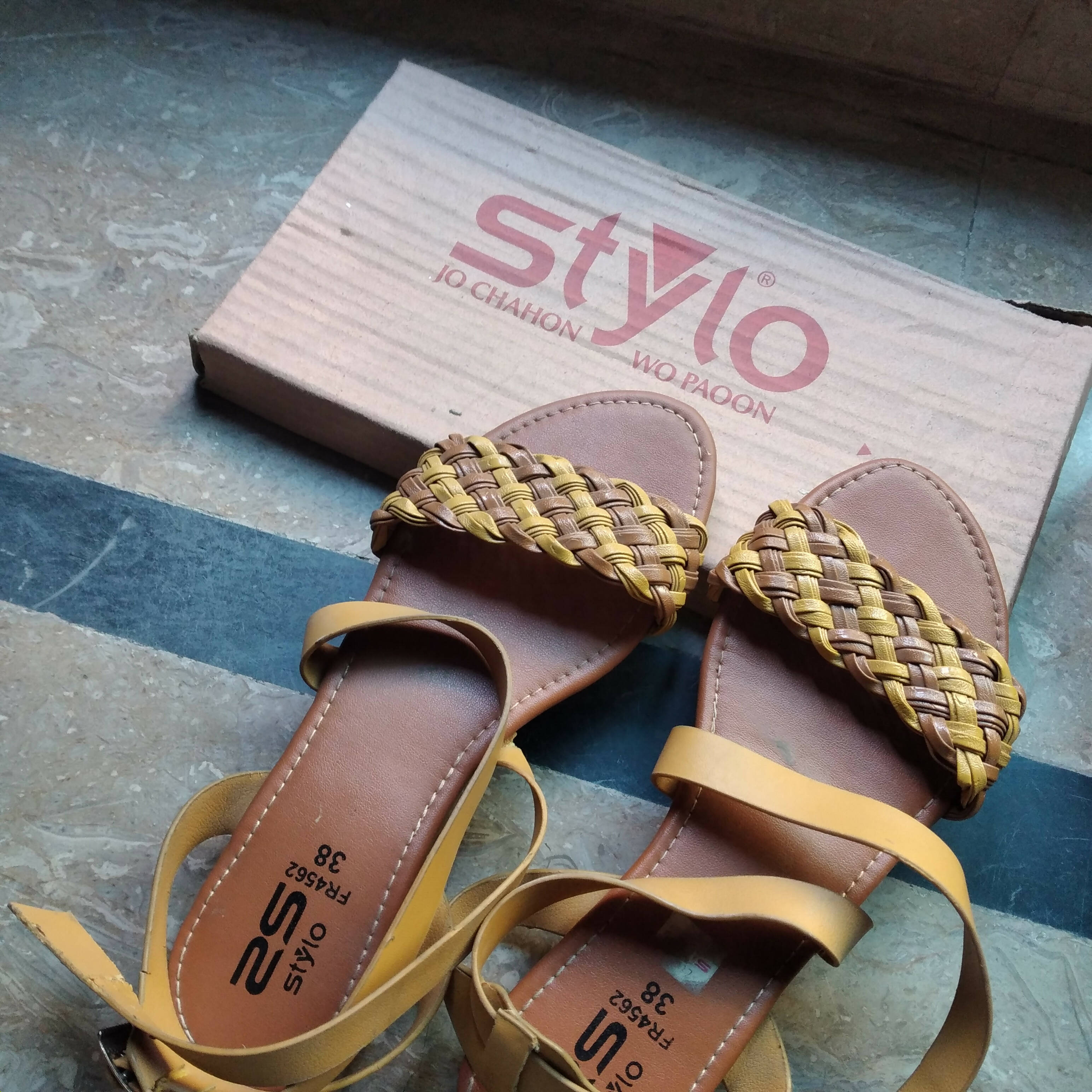Stylo| Brown Flats sandals  (Size: 38 ) | Women Shoes  | New