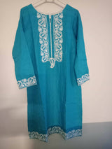 Sky Blue Simple Embroidered Kurta | Women Locally Made Kurta | X-Small | New