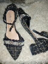 Black and golden fancy shoes |  Women Shoes |  Heels | Size: 37 | Preloved