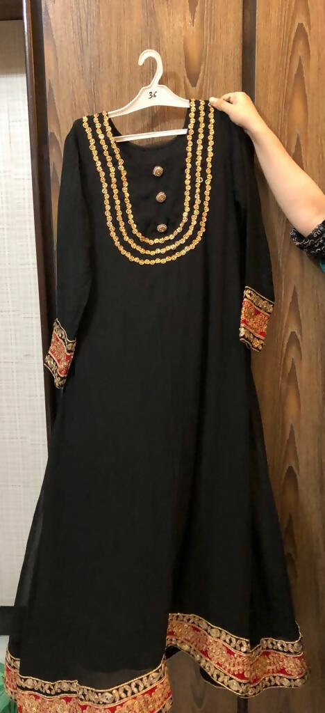 Black Chiffon Frock | Women Frocks & Maxis | Medium| Preloved