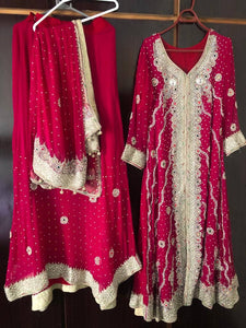 Red 3Pcs lehnga Formal maxi and dupatta | Women Froks & Maxis | Medium |Worn Once