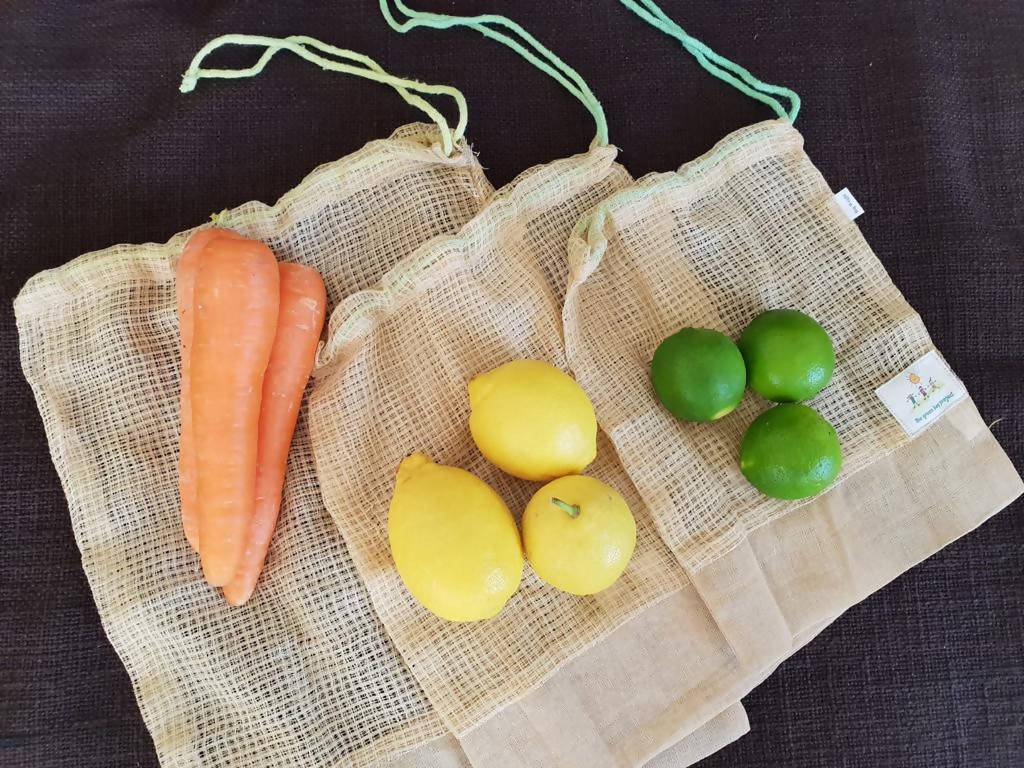 GREEN BAG PROJECT | COTTON MESH PRODUCE BAGS | SET OF 3 | BRAND NEW